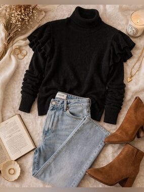 Industry turtleneck butterfly sleeves Sweater Parisian Chic Knit Top